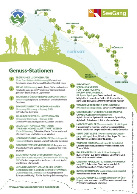 Genusswandern auf dem SeeGang 2026 - Übersicht der Genuss-Stationen